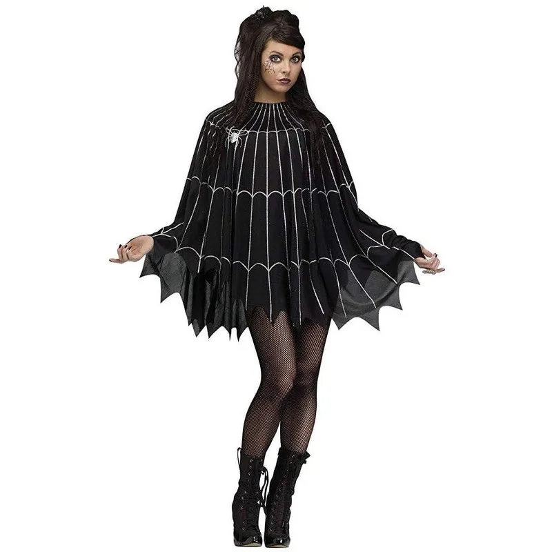 Fun World Spider Web Black/Silver Adult Costume Pullover One Size Fits Most